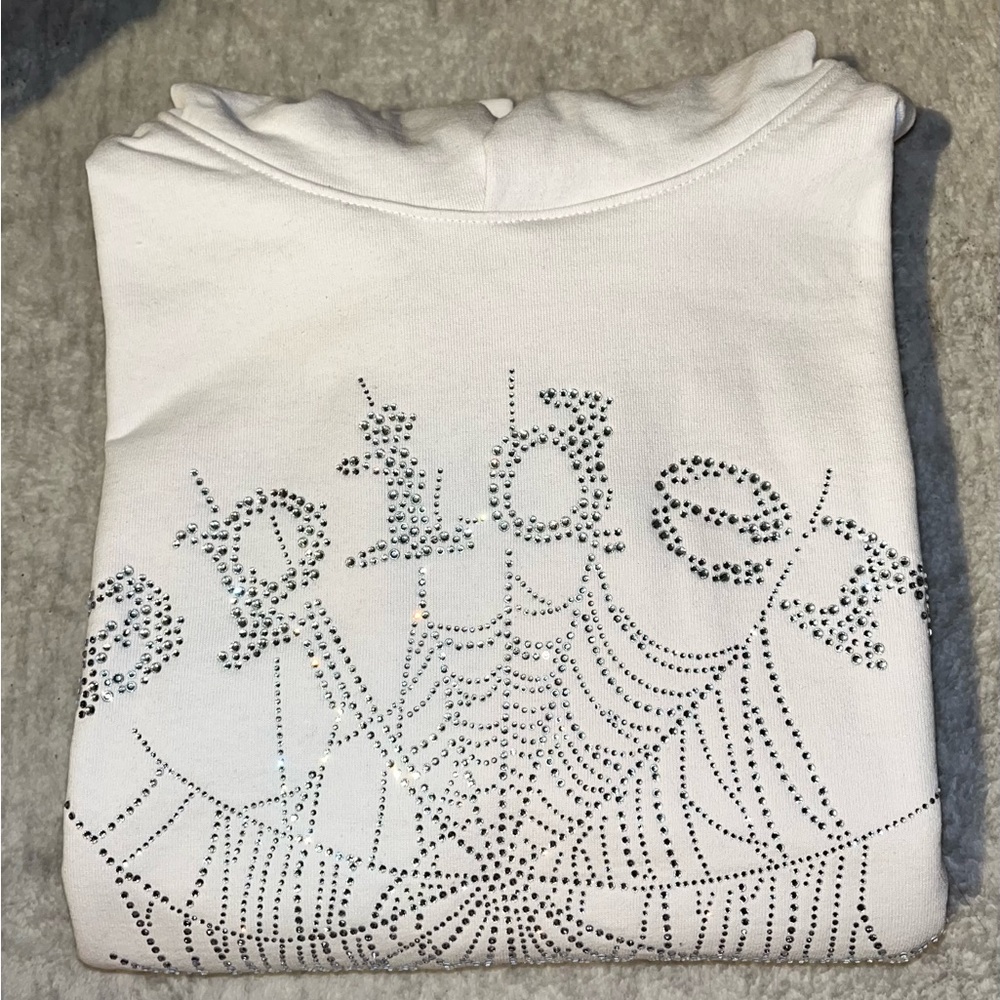 White Rhinestone Sp5der Hoodie